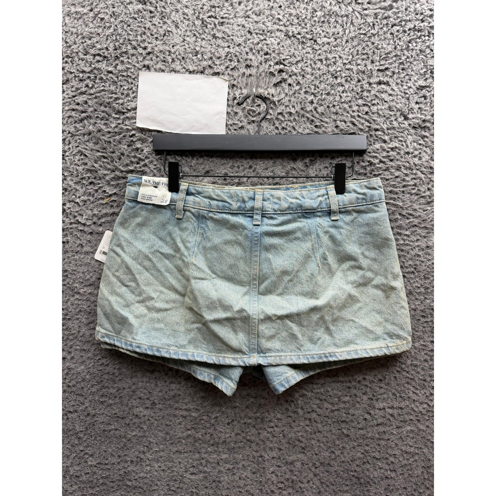 Free People We The Free Galivanting Peekaboo Mini Denim Skort Coco Blue Size 28 - Picture 2 of 11